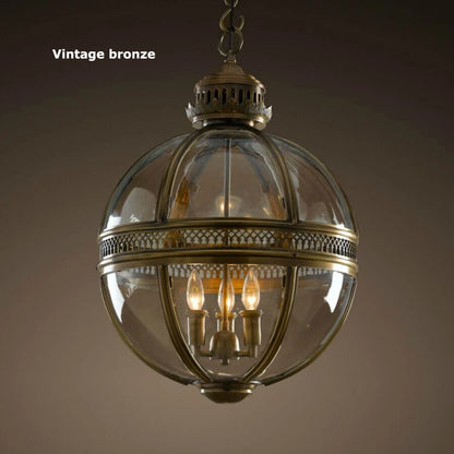 led e14 Retro American Iron Glass Vintage Bronze Black Globe Chandelier Lighting Suspension Luminaire Lampen Lustre For Foyer