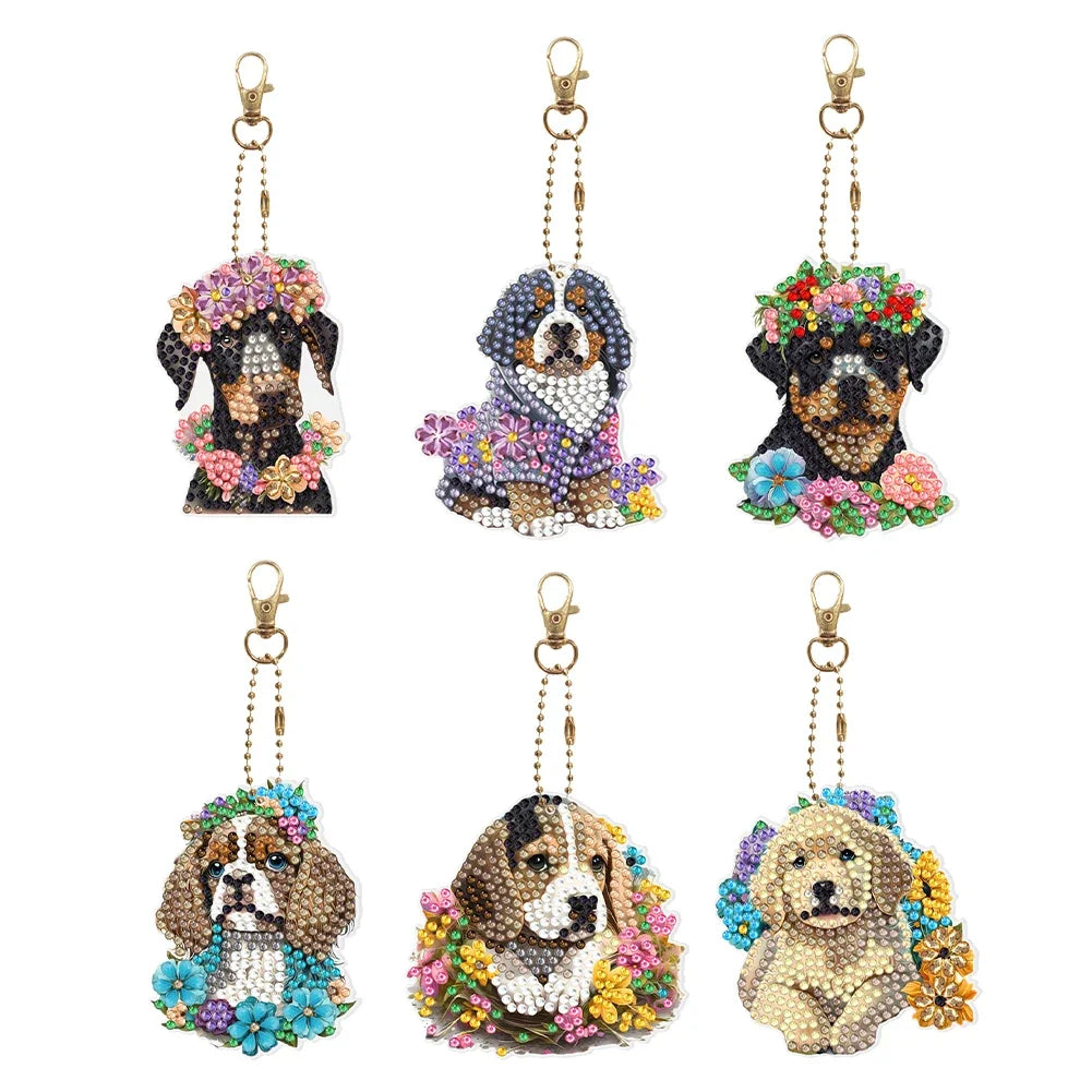 5/6PCS Diamond Painting Art Keychains Full Drill Keyring Butterfly Owl Double Sided Pendant Rhinestone Painting Pendant Ornament