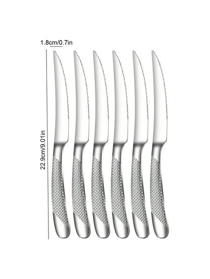 6pc/30pc Stainless steel silver high-end star diamond tableware set knife, fork and spoon dessert fork and spoon