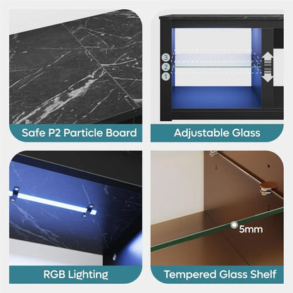 Fireplace TV Stand for 75 inch TV with 23 inch Electric Fireplace, 70 inch Entertainment Center for Living Room with LED Light