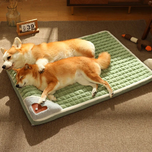 Calming Dog Beds for Small Large Dogs Luxury Dog Mat with Pillow Removable Cover Foam Pet Mat Cushion Sleeping Beds Soft