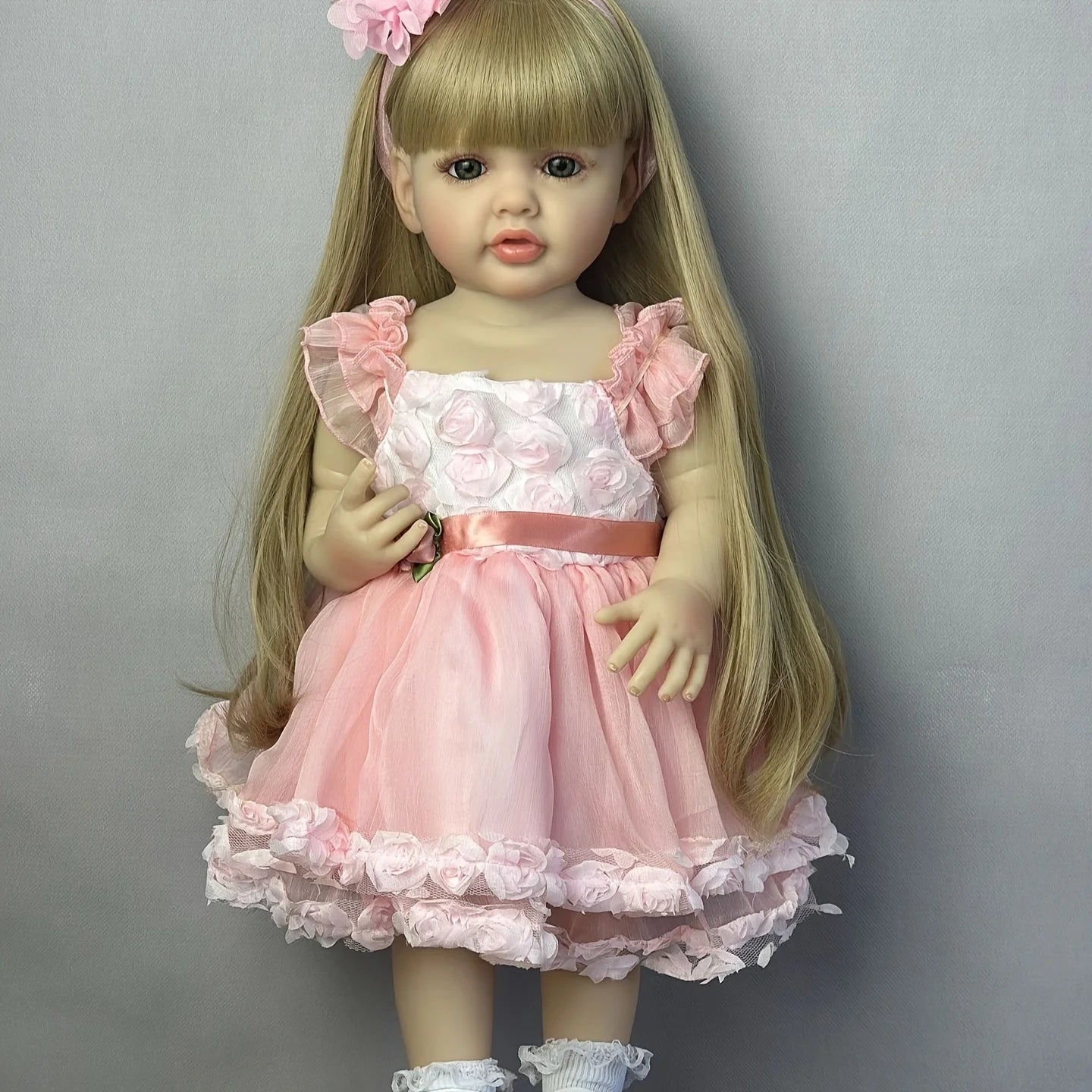 1pc 22in/55cm Reborn doll, teen full body soft vinyl lifelike can stand Princess Girl Doll Teen Babe Teen birthday gift