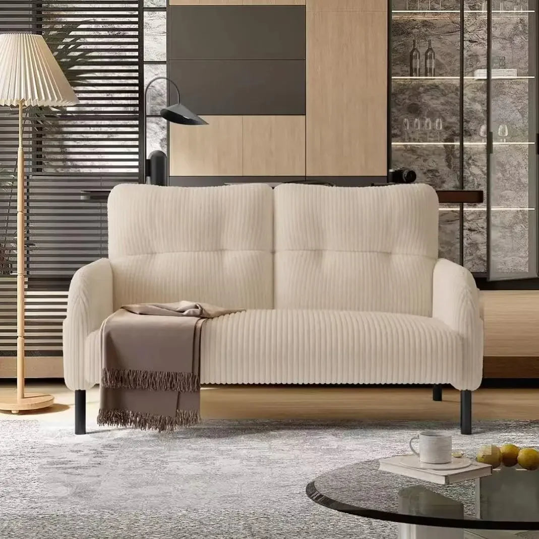 47" Loveseat Couch, Comfy Corduroy with Spring Cushion, Super Deep Seat Sofa Bed, Suitable for Living Rooms and, Customized