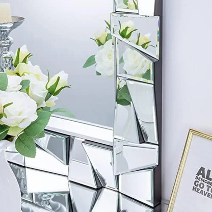 Decorative Wall Mirror 36" x 24" with Uneven Glass Frame Beveled Edge Environmentally-friendly Large Modern Mirror Bathroom