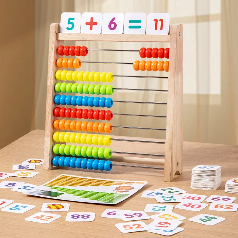 Classic Wooden Educational Counting Toy 100 Beads Preschool Math Learning Toys Montessori Number Arithmetic Abacus Toddler Gift