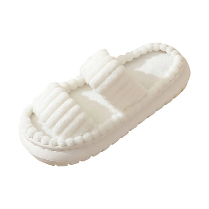 Autumn Winter New Women Home Slippers Open-Toe Cross Band Linen Soled Indoor Slides Linen Soled Non-Slip Bathroom Slippers