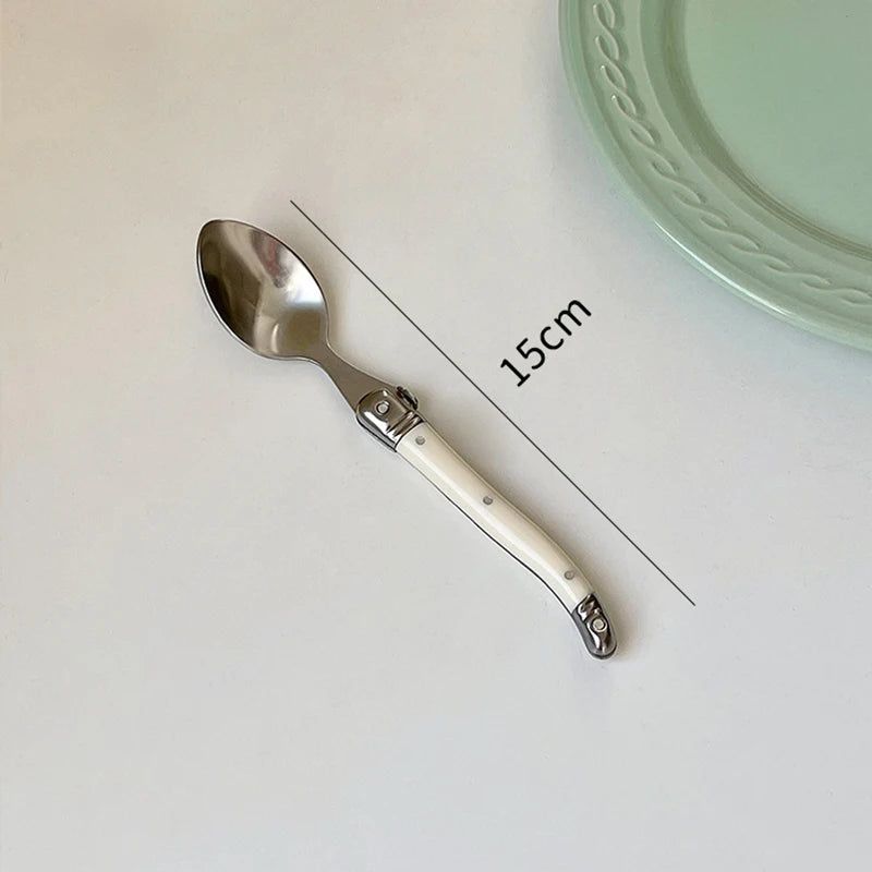 Vintage Dinnerware Steak Knife Fork Spoons Teaspoon Cutlery Stainless Steel Restaurant Flatware Dinner Set Kitchen Tableware