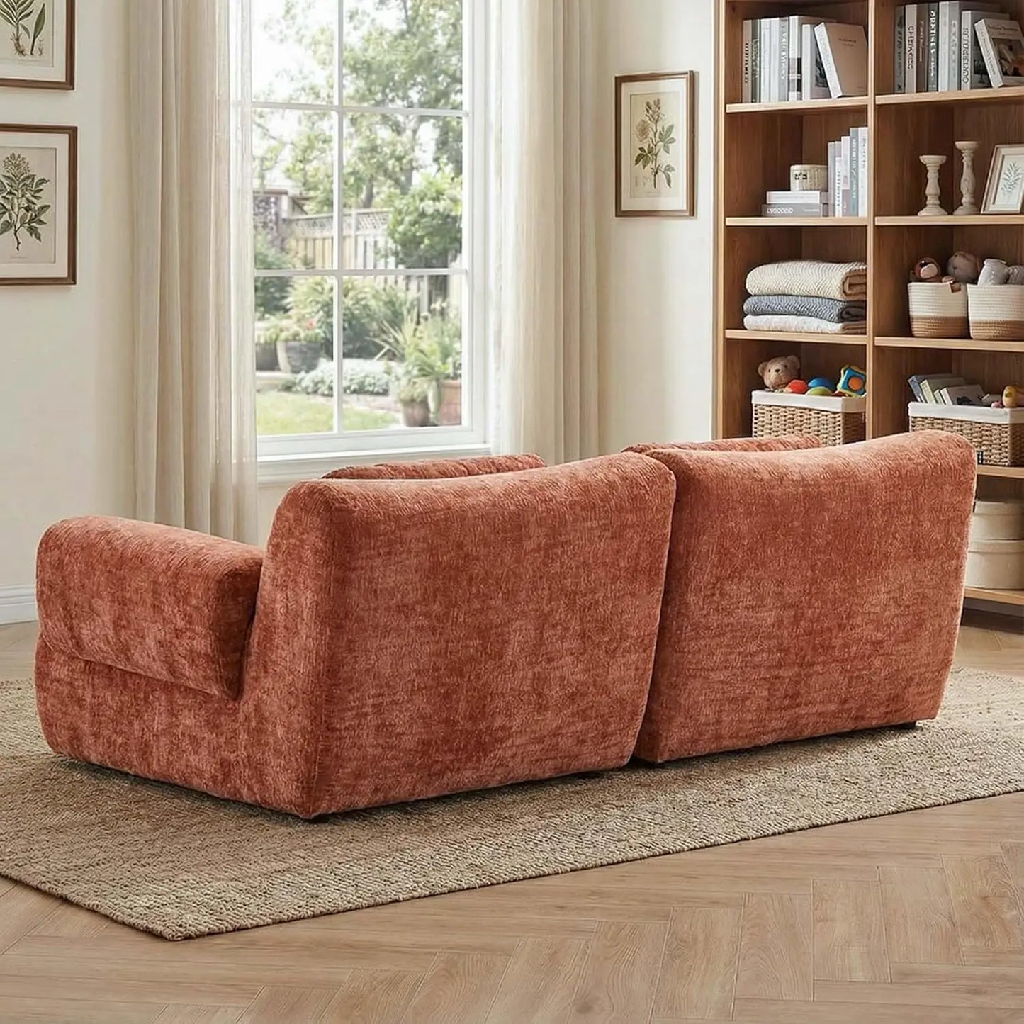 72" Loveseat Cloud Couch Sofa, Modular Boneless Sectional with Memory Foam, 2 Seater Chenille Sofas No Assembly,, Customized