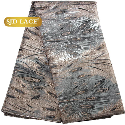 SJD LACE African Lace Fabric 2025 High Quality French Gild Brocade Jacquard Lace Fabric For Women Wedding Party Dresses Sew 3464