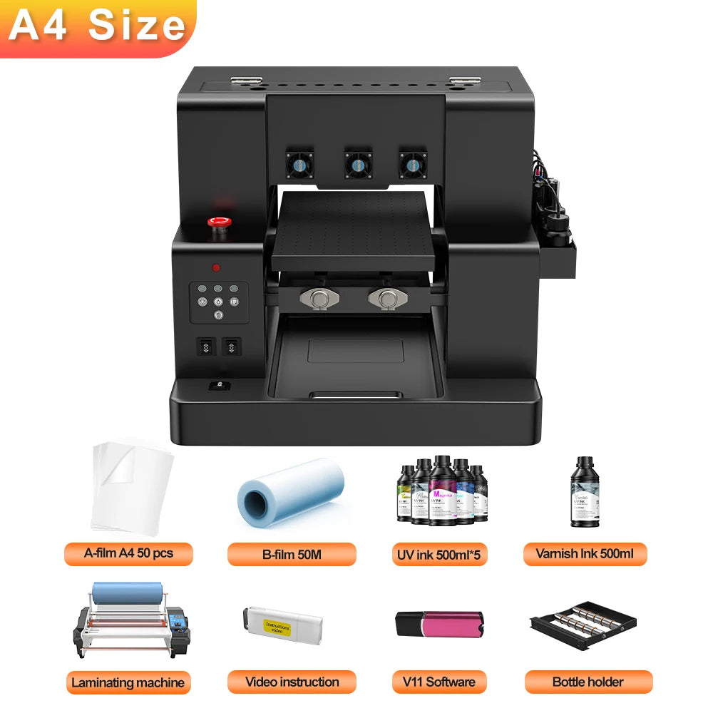 A3 UV DTF Printer For Epson L805 UV DTF Flatbed Printer Machine A4 UV Sticker Printer For Bottle Wood Metal A4 UV Printer