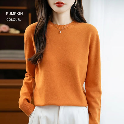 Women 22 colors weater O-neck Autumn Winter Basic 100% Andy velvet Warm Casual Pulls Jumpers Korean FashionSpring Knitwear 2025