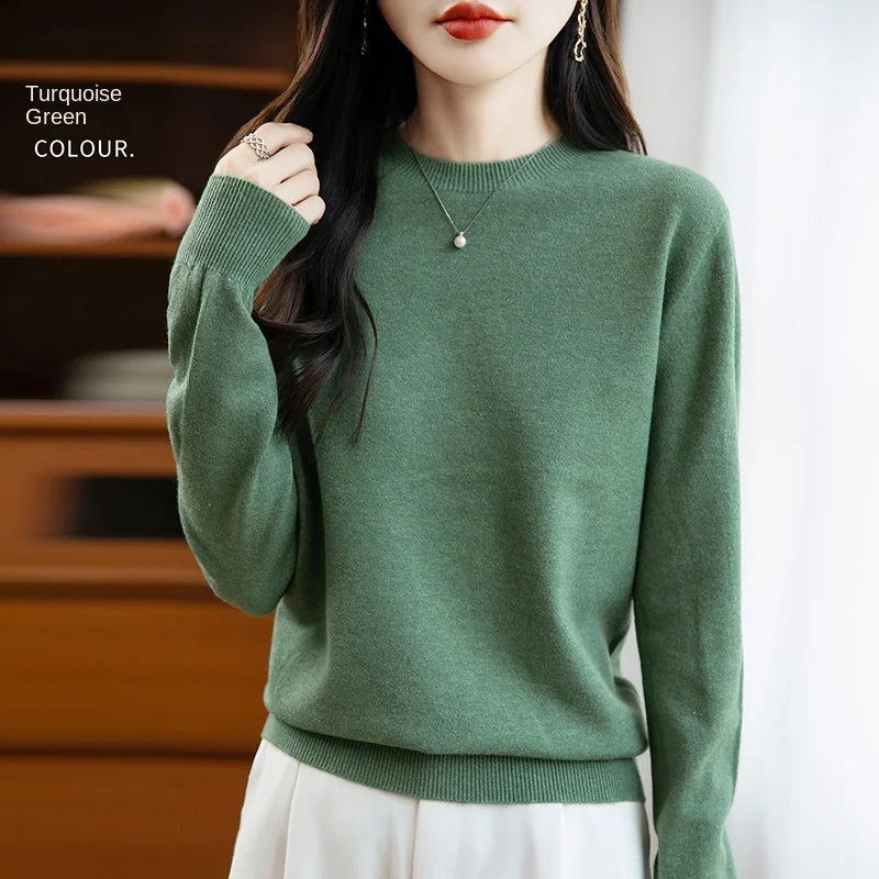 Women 22 colors weater O-neck Autumn Winter Basic 100% Andy velvet Warm Casual Pulls Jumpers Korean FashionSpring Knitwear 2025