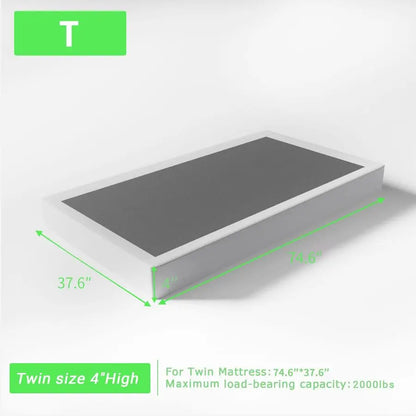 Box Spring 4 Inch Low Profile Box Spring Twin, Heavy Duty Mattress Foundation Metal Bed Base with Fabric Cover, Noise Free, Easy