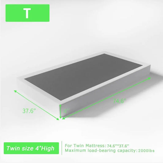 Box Spring 4 Inch Low Profile Box Spring Twin, Heavy Duty Mattress Foundation Metal Bed Base with Fabric Cover, Noise Free, Easy