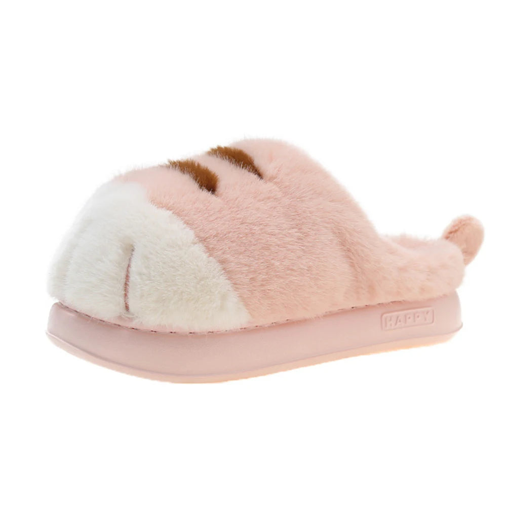 3D Cat Paw Slippers Warm Slip-on House Shoes Comfortable Furry Paw Couple Slippers Cute Paw Slippers for Autumn Winter for Home