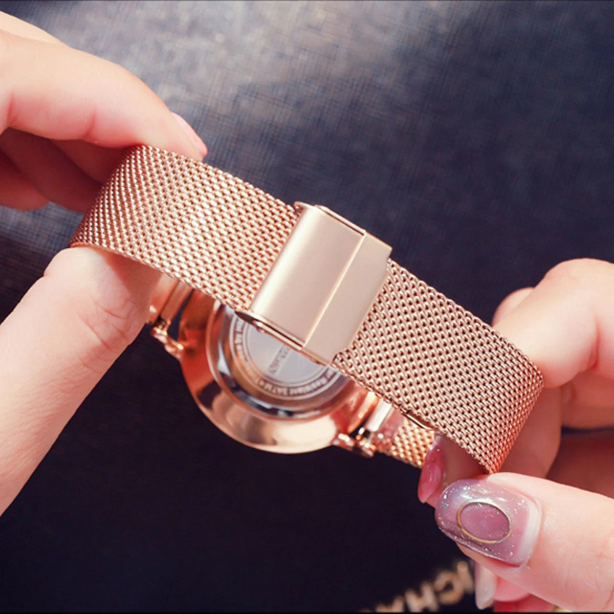 36mm New Women Watches US Local Shipping Rose Gold Black Simple Japan Quartz Ladies Stainless Steel Ultra Thin Waterproof Watch