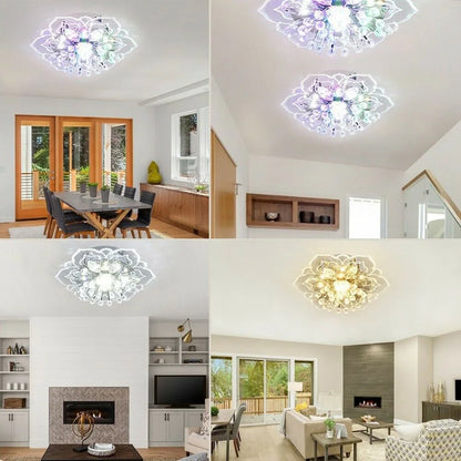 Creative LED Crystal Flower Chandelier Bedroom Interior Hallway Living Room Lighting Bedroom Kitchen Decoration