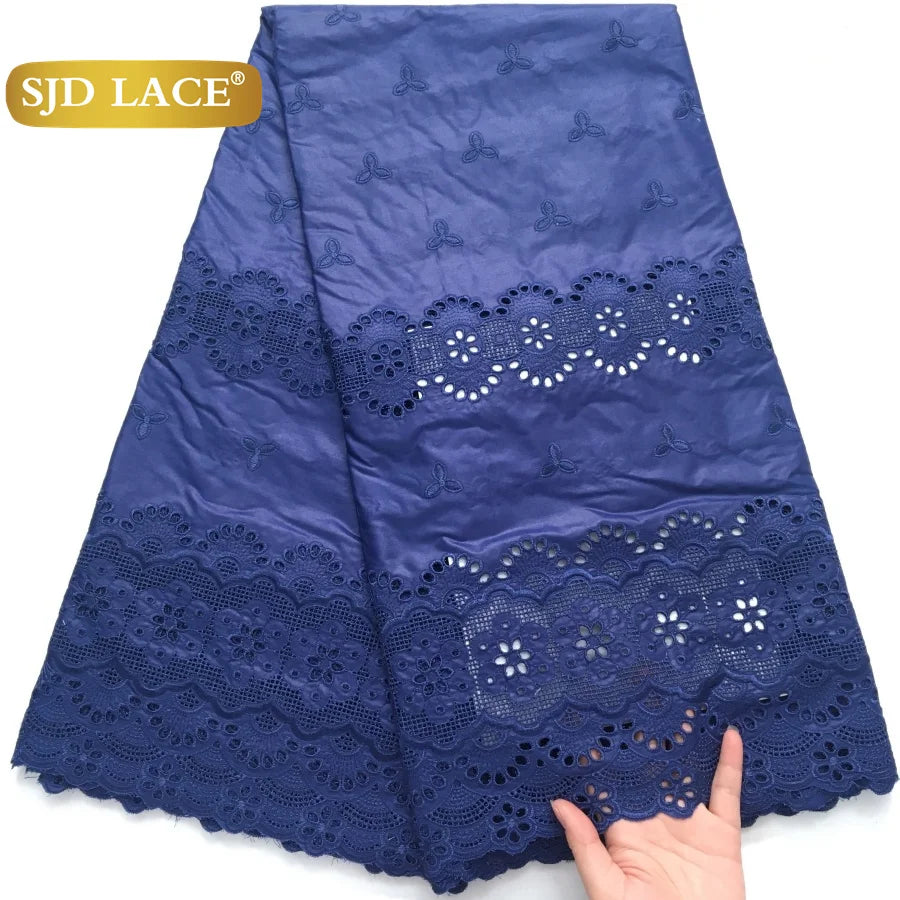 SJD LACE Swiss Voile Lace Fabrics Dubai African Cotton 5 Yards 2025 Latest African Nigerian Cotton Lace for Dresses Sew 4271