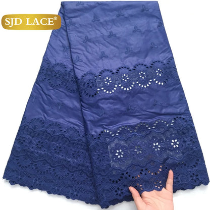 SJD LACE Swiss Voile Lace Fabrics Dubai African Cotton 5 Yards 2025 Latest African Nigerian Cotton Lace for Dresses Sew 4271