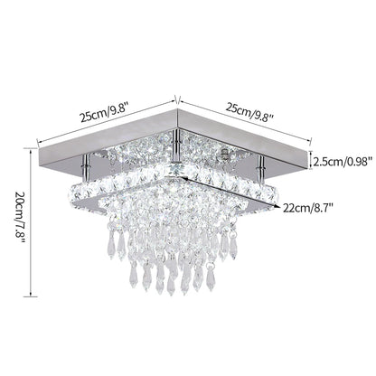 Crystal Flush Mount Ceiling Light Fixtures LED Round Square Chandelier Light Fixture Ceiling Lamp for Kitchen Hallway Foyer
