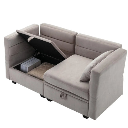 Loveseat Sofa with Seats Storage Modular Sectional Sofa Small Couch with Ottoman for Small Spaces Convertible L, Customized
