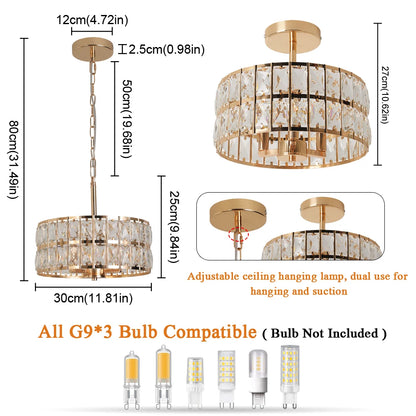 Luxury Pendant Light Crystal LED Chandelier Nordic Home Decor Ceiling Lamp Modern Kitchen Island Dining Living Room Fixture Lum