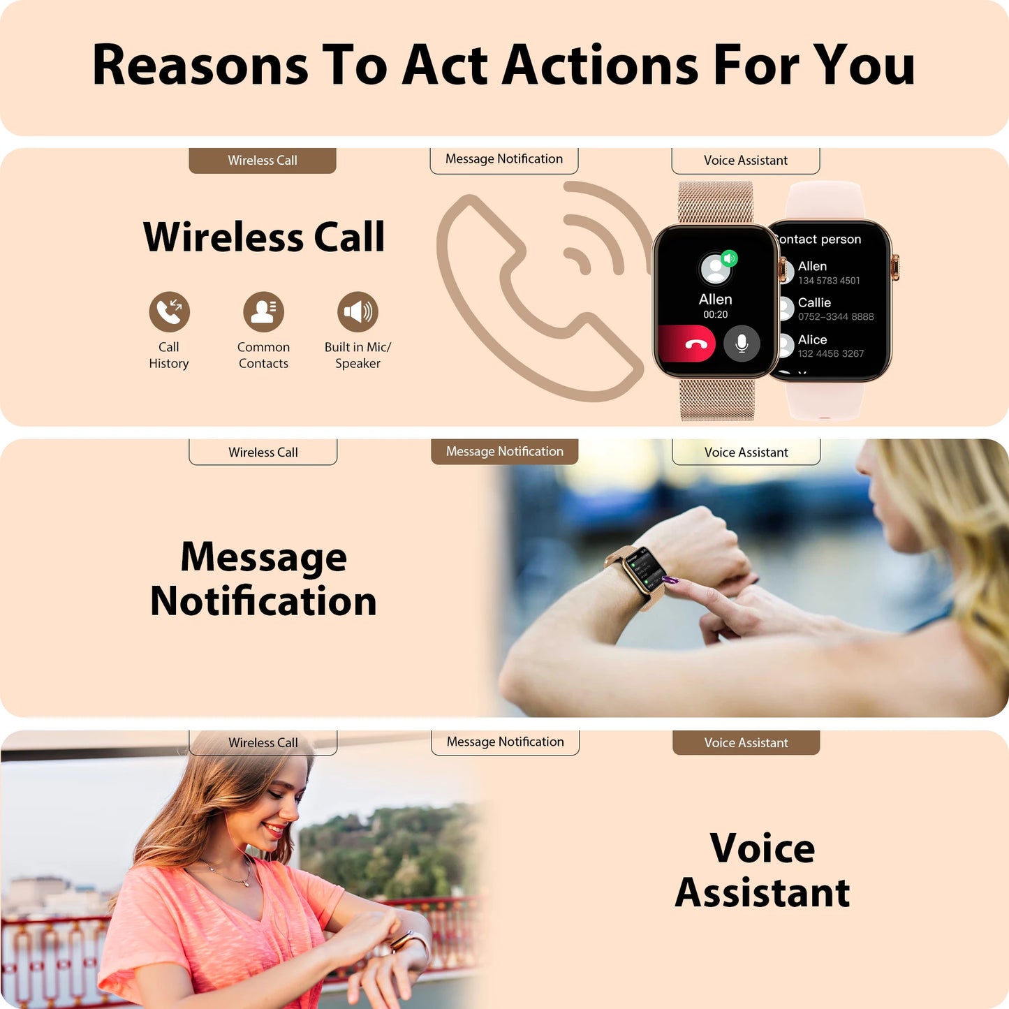 Smart Watch for Women/Men (Answer/Make Calls)Fitness Tracker Watch for iPhone/Android Phones, Pedometer, Gift for Family