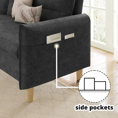 "80 Inch L-Shaped Sectional Sofa for Living Spaces, 3-Seat Couch with Removable Ottoman, Contemporary Convertible Sofas, Compact