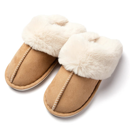 Women's Plush Warm Home Flat Shoes Soft And Comfortable Autumn Winter Cotton Shoes Indoor Plush Couple Slippers