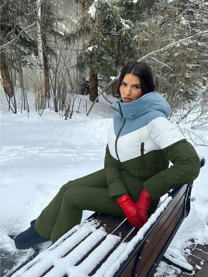 Fisoew thermal Snowsuit For Women Waterproof One Piece Ski Suit Cold Weather Outdoor Gear  Winter Ski Wear  Winter Snowboarding