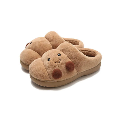 Fun Croissant Bread Cotton Slippers for Men and Women, Winter Couple Home Use, Thick-Soled Non-Slip Home Slippers for Women