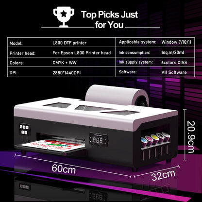 A4 DTF Printer for Epson L805 Direct to Film DTF Impresora Heat Transfer DTF Printer for Clothes Tshirt DTF Printing Machine