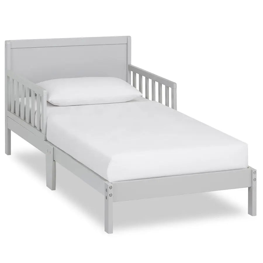 Dream On Me Brookside Wooden Toddler Bed in Pebble Grey, Greenguard Gold JPMA Certified, Kids Bed with Safety Rails, LowtoFloor