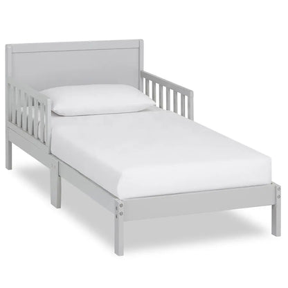 Dream On Me Brookside Wooden Toddler Bed in Pebble Grey, Greenguard Gold JPMA Certified, Kids Bed with Safety Rails, LowtoFloor