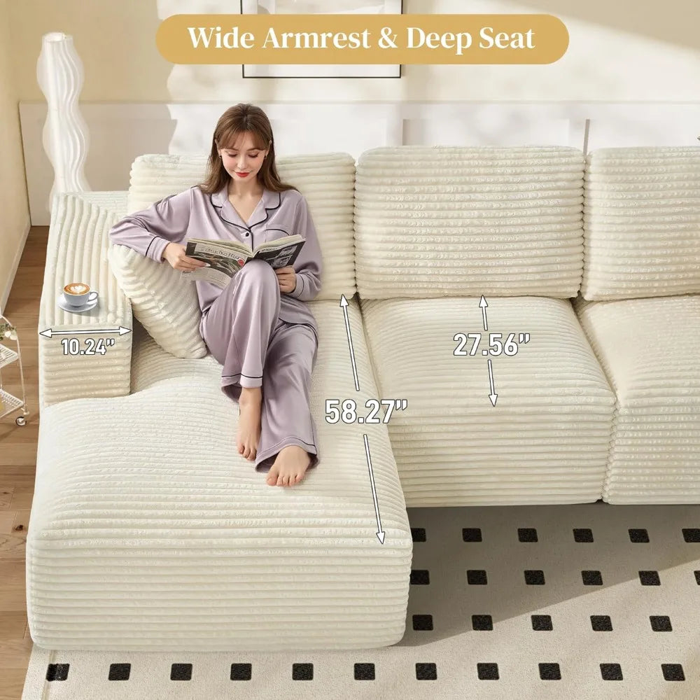 108" Comfy L Shaped Sectional Couches, Modular Sectional Sofa Boneless Cloud Couch for Living Room, Modern Deep Seat Cozy