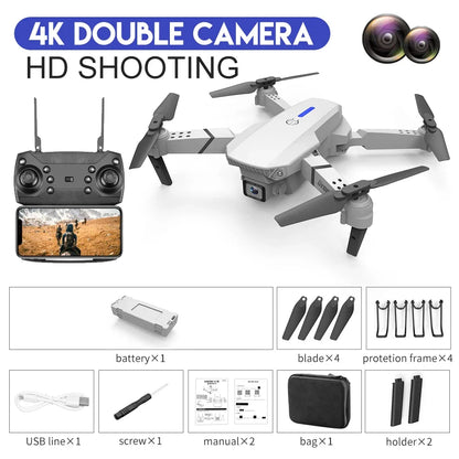 2025 E88 Pro WiFi FPV Drone with Single Dual 4K 1080P Camera Wide Angle HD Altitude Hold Foldable Quadcopter RC Helicopter Toy