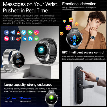 New 1.73" Sapphire Glass Uric Acid Blood Fat Health Trackr SmartWatch Blood Pressure ECG+PPG Clock Body Analysis Smartwatchs Men