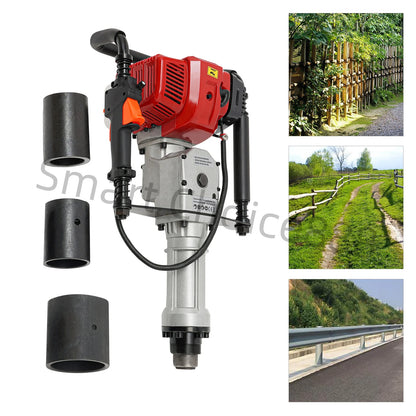 52CC Jack Hammer 2-Stroke 1900W Gas Powered Demolition Concrete Breaker Punch Drill w/Low Noise & High Impact for Chipping