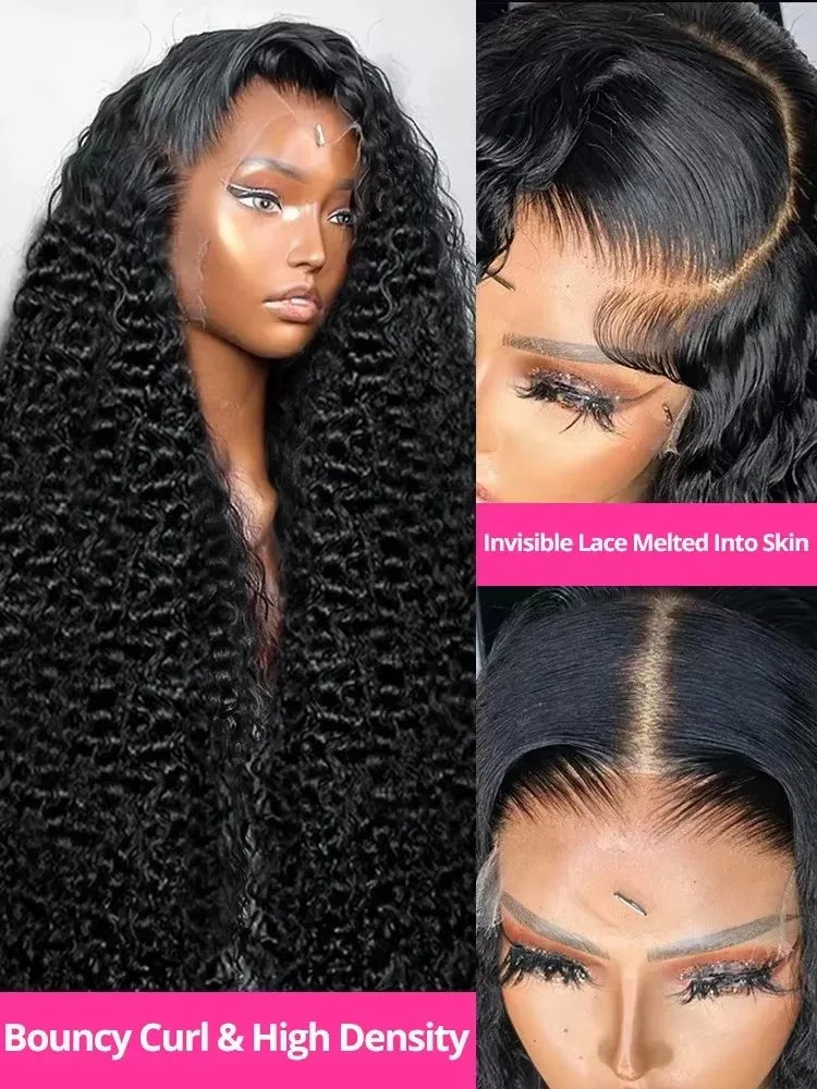 Deep Wave 13x6 Lace Front Human Hair Wigs Brazilian 30 40 Inches Curly Water Wave HD 13x4 200 Density Lace Frontal Wig