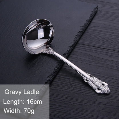 Vintage Western Stainless Steel Cutlery Set Luxury Tableware Wedding Engraving Dinnerware Knife Fork Spoon Sliverware 1 Pcs