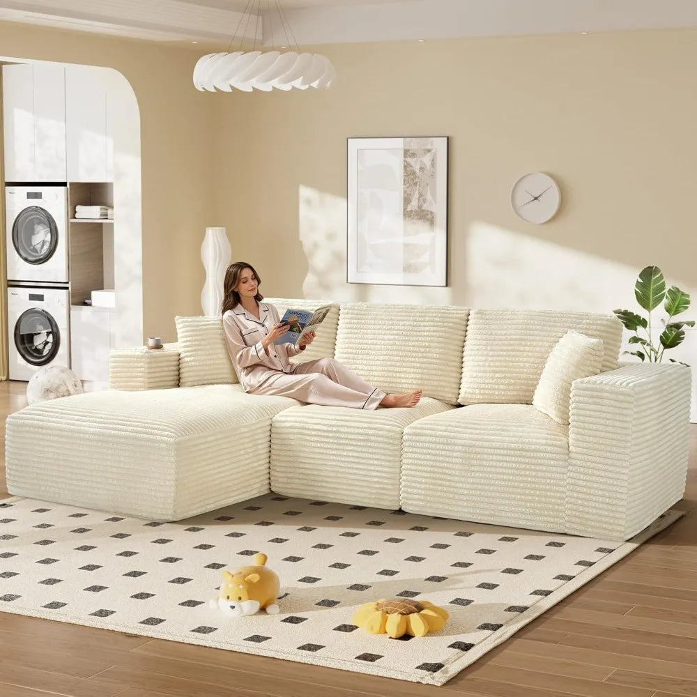 108" Comfy L Shaped Sectional Couches, Modular Sectional Sofa Boneless Cloud Couch for Living Room, Modern Deep Seat Cozy