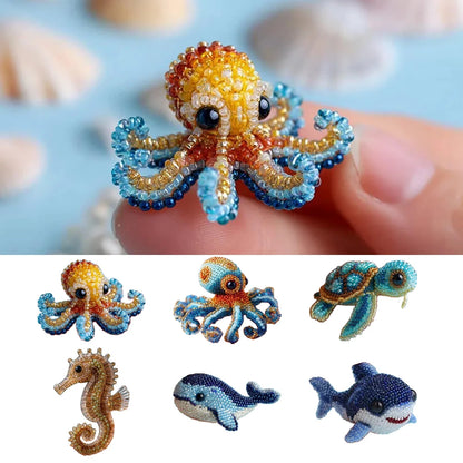 Creative Beaded Embroidery Kit Multi-Purpose Ocean Beadwork DIY Kit Wear Resist Cute Ocean Animals Embroidery for Craft Lovers