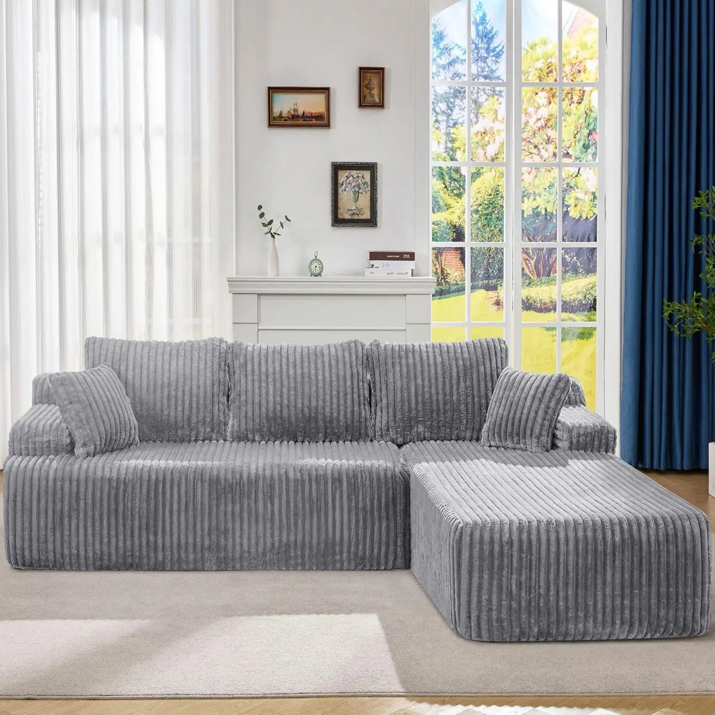 3 Seat L-Shape Memory Foam Modular Sectional Sofa Couch for Living Room Customized Home Furniture