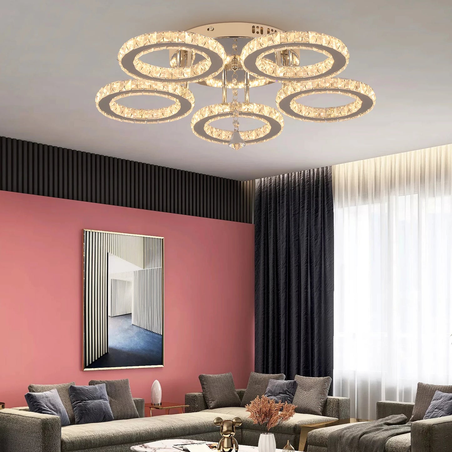 Modern Crystal Led Ceiling Chandelier Light RC With Remote Control Pendant Lights Home Decor for Bedrom Luminaire Light Fixtures