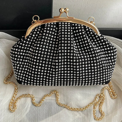 Women Evening Clutch Bag Fashion Rhinestones Evening Bags Stylish Crossbody Bag Sparkly Top Handle Purse Wedding Party Bag