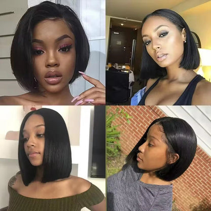 Short Bob Wig Transparent Lace Frontal Wigs Human Hair 100% Straight Bob Wigs Pre Plucked 13x4 Lace Front Wigs For Black Women