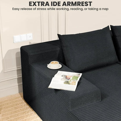 107" Modular L-Shape Sofa with Chaise, Deep Seat Cloud Couch, No Assembly Required for Living Room Bedroom (Dark Grey)