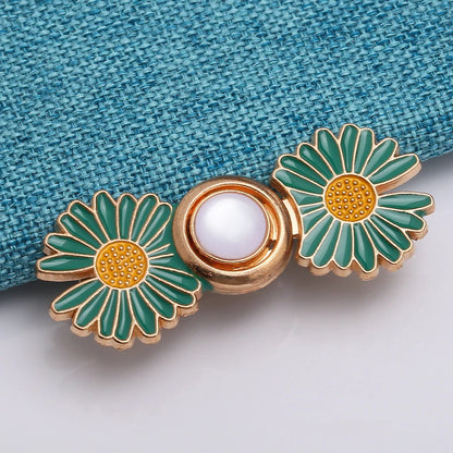 Detachable Pant Waist Tightener Pearl Flower No Sew Waist Buckles for Loose Jeans Dress Fit Instant Pants Button Pins Tightener