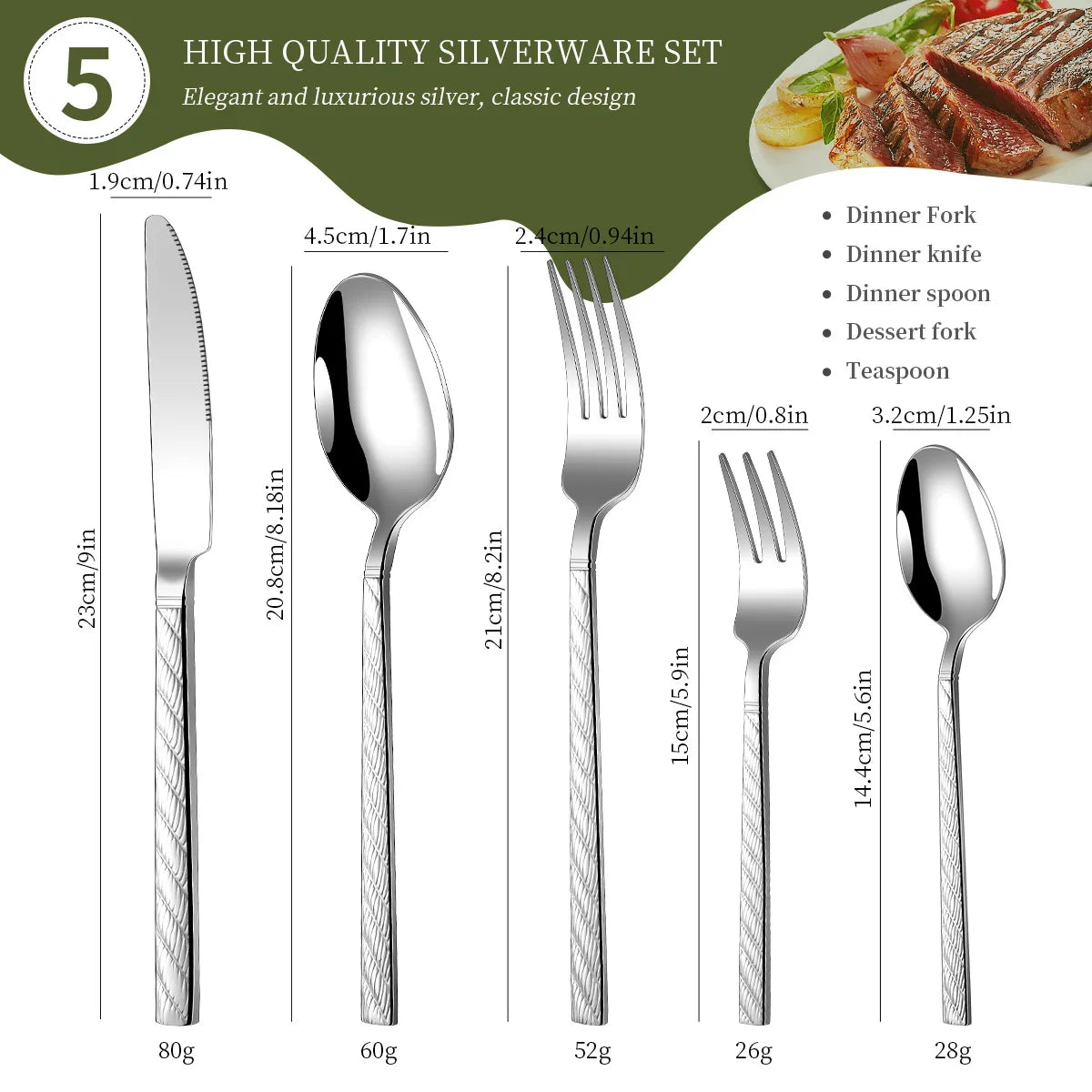 30Pcs Fashion  Cutlery Set 18/10 Stainless Steel Gift Flatware 410 Steel Knife Fork Spoon Dinnerware for 6 Drop Shipping