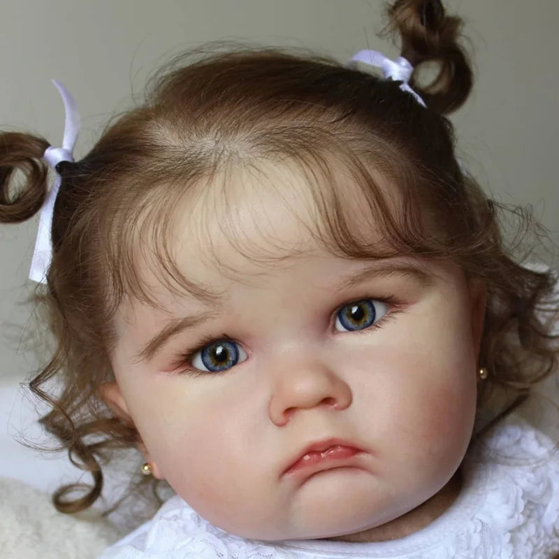 1PC lifelike 24-inch realistic reborn doll with 3D painted skin and soft vinyl limbs - a white dress for a child girl
